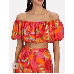 Bold Off-Shoulder Floral Crop Top